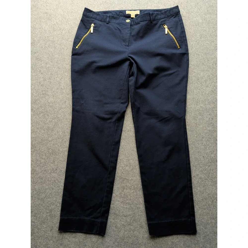 Michael Kors Women's Navy Blue Ankle Chino Trousers Pants Size 12